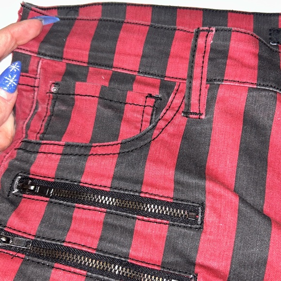 Blackheart Red and Black Striped Skinny Pants - Picture 6 of 9